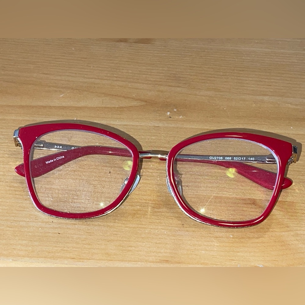 GUESS Red & Gold Eyeglasses Frames